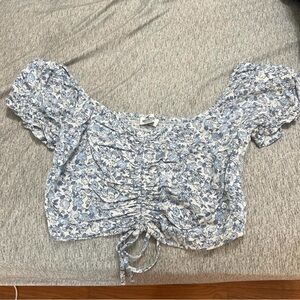 Hollister Blue Floral Crop Top